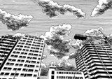 Szürke városi panoráma skicc