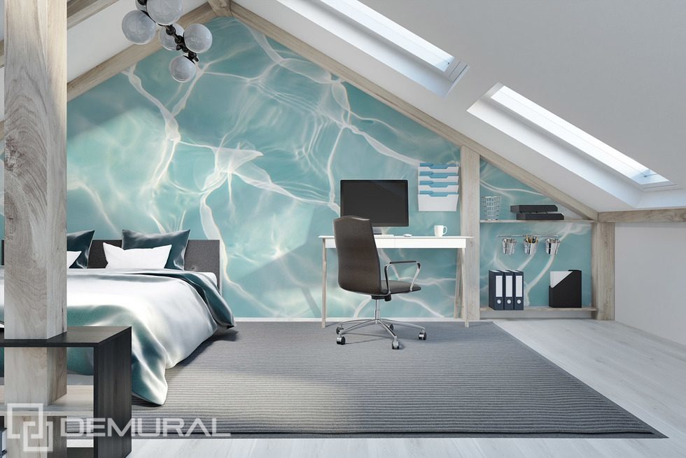 Türkiz vízfelszín fényvisszaverődésekkel Fotótapéta a hálószoba Fotótapéta Demural
