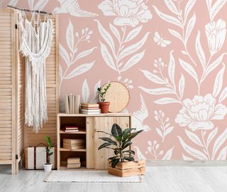 puderrozsaszin viragok finom boho stilusban fototapeta a nappali fototapeta demural