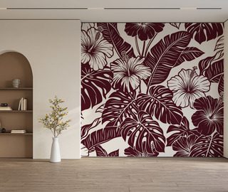 bordo hibiszkuszok tropusi kompozicioban fototapeta viragok fototapeta demural