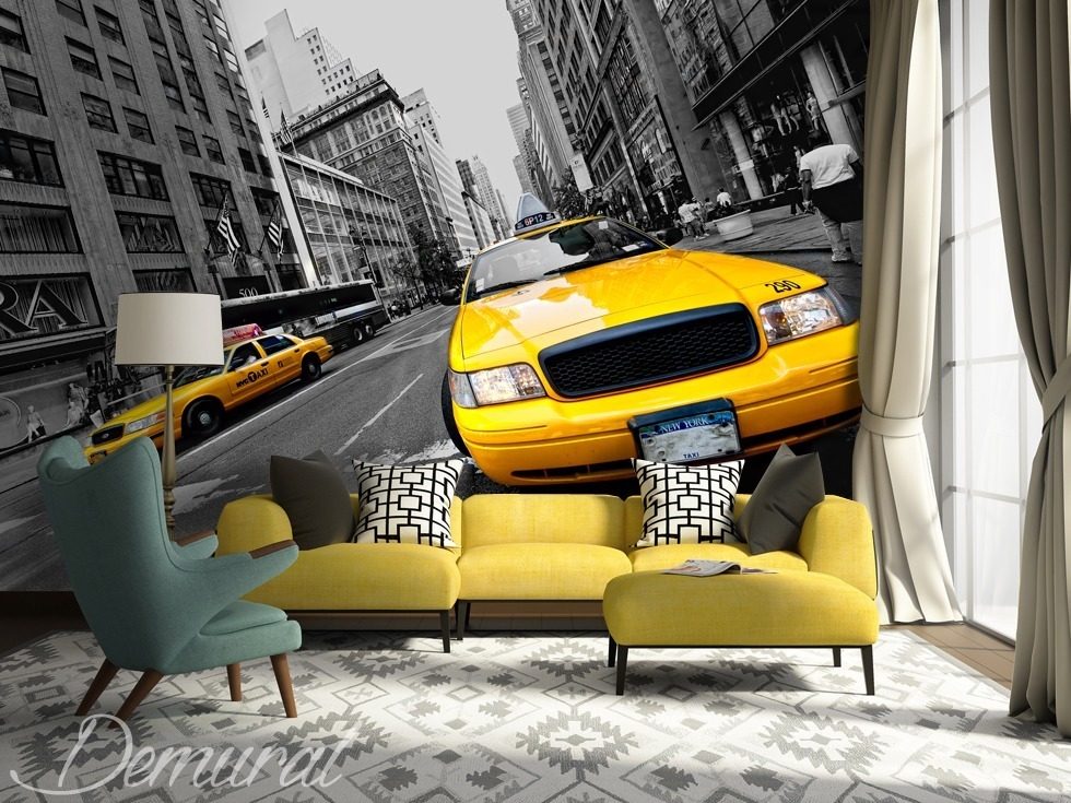 Sárga taxi New York-on Fotótapéta Város Fotótapéta Demural