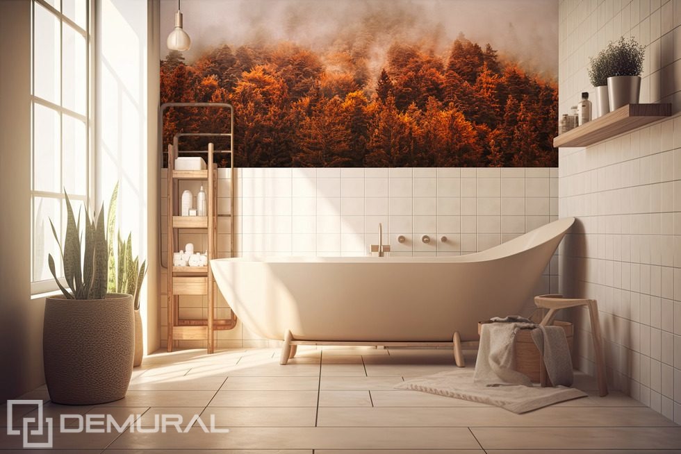 Az erdő őszi szépsége Fotótapéta a fürdőszoba Fotótapéta Demural